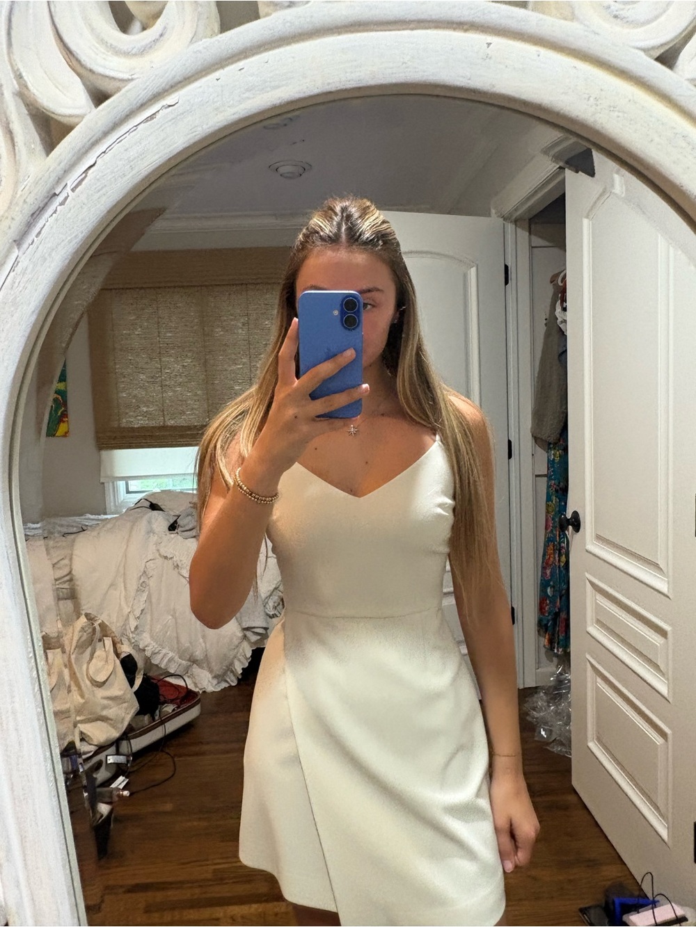 French Connection Cream Mini V-Neck Slip Dress